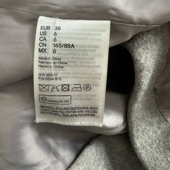 H&M wool-blend coat in grey melange size 6 - Picture 10 of 10
